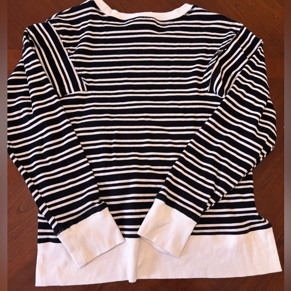 Anthropologie Lot of 2 Maeve Black Green White Striped Sweater Sweatshirt Medium - Picture 3 of 8